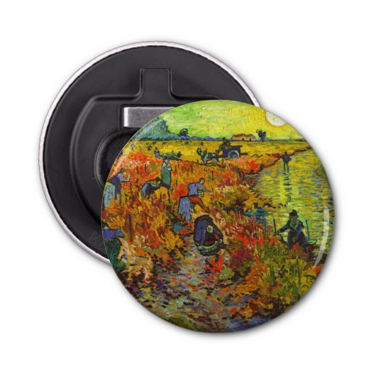 Vincent van Gogh - De Rode Vineyard Button Flesopener (Voorkant)