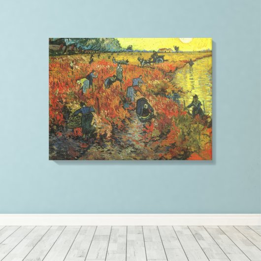 Vincent van Gogh - De Rode Vineyard Canvas Afdruk (Insitu (Houten vloer))