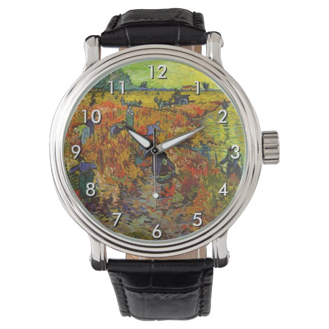 Vincent van Gogh - De Rode Vineyard Horloge (Voorkant)