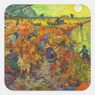 Vincent van Gogh - De Rode Vineyard Vierkante Sticker