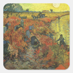 Vincent van Gogh - De Rode Vineyard Vierkante Sticker