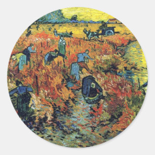 Vincent Van Gogh - De rode wijngaard bij Arles sch Ronde Sticker