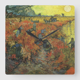Vincent van Gogh - De rode wijngaard Vierkante Klok