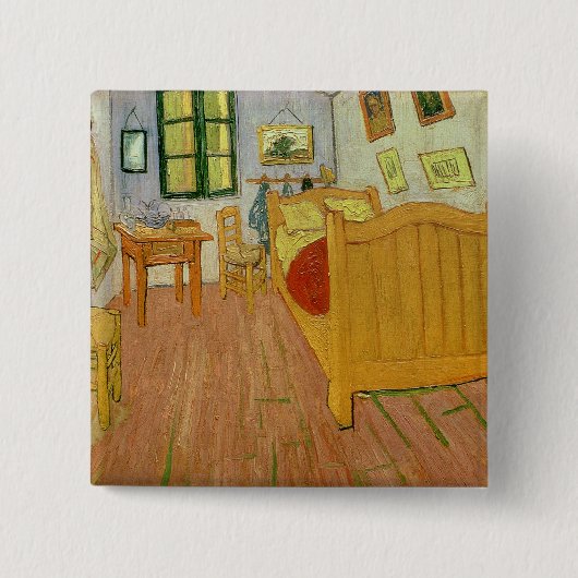 Vincent van Gogh | De slaapkamer, 1888 Vierkante Button 5,1 Cm (Voorkant)