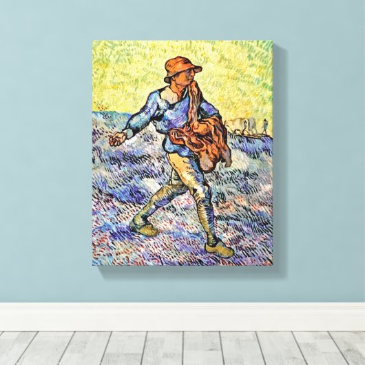 Vincent Van Gogh - de Sower - het fijne kunstschil Canvas Afdruk (Insitu (Houten vloer))