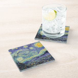 Vincent Van Gogh/ De sterrenhemel Glazen Onderzetter