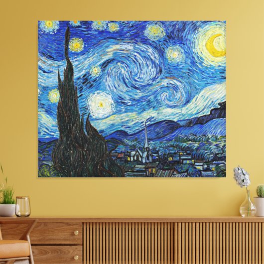 Vincent van Gogh, De sterrennacht Canvas Afdruk (Insitu (Woonkamer))