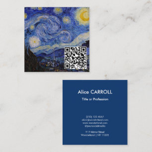 Vincent Van Gogh - de Sterrennacht - de QR-code Vierkante Visitekaartje