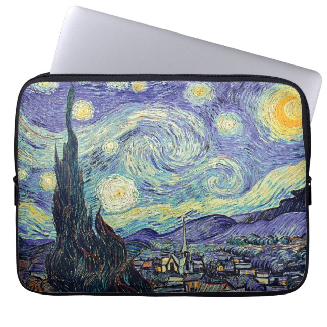 Vincent Van Gogh/ De Sterrennacht Laptop Sleeve (Voorkant)