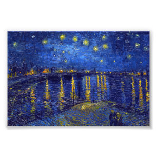 Vincent Van Gogh, De sterrennacht-schilderij Foto Afdruk