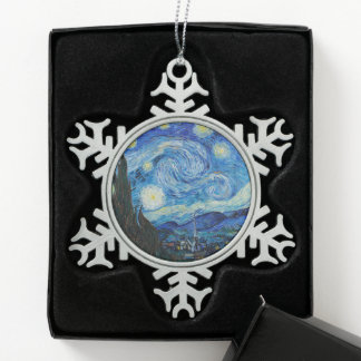 Vincent Van Gogh De Sterrennacht Tin Sneeuwvlok Ornament