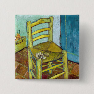 Vincent van Gogh - De stoel van Van Gogh Vierkante Button 5,1 Cm