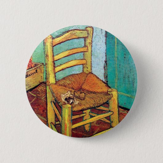 Vincent Van Gogh - De stoel van Vincent met pijp Ronde Button 5,7 Cm (Voorkant)