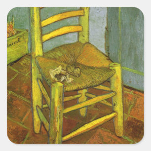 Vincent van Gogh - De stoel van Vincent met zijn p Vierkante Sticker