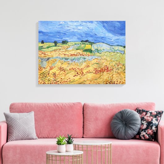 Vincent van Gogh - De velden / Vlakte bij Auvers Canvas Afdruk (Insitu (Woonkamer))