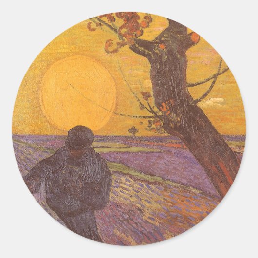 Vincent van Gogh - De Zaaiende Man Ronde Sticker (Voorkant)