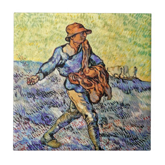 Vincent Van Gogh - De Zaaiende Man - Schilderkunst Tegeltje