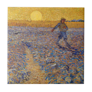 Vincent van Gogh - De Zaaier bij Ondergaande Zon Tegeltje