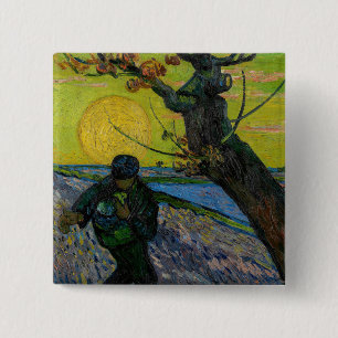 Vincent van Gogh - De Zaaier Vierkante Button 5,1 Cm