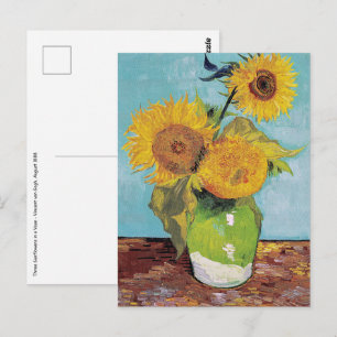 Vincent Van Gogh - Drie zonnebloemen in een vaas Briefkaart