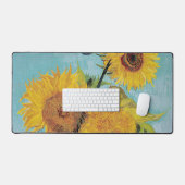 Vincent Van Gogh - Drie zonnebloemen in een vaas Bureaumat (Keyboard & Muis)