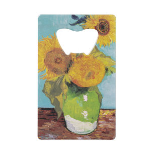 Vincent Van Gogh - Drie zonnebloemen in een vaas Kredietkaart Flessenopener