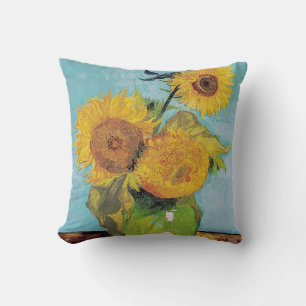 Vincent Van Gogh - Drie zonnebloemen in een vaas Kussen