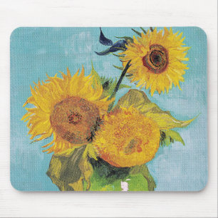 Vincent Van Gogh - Drie zonnebloemen in een vaas Muismat