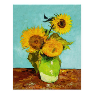 Vincent Van Gogh drie zonnebloemen in een vaas Perfect Poster