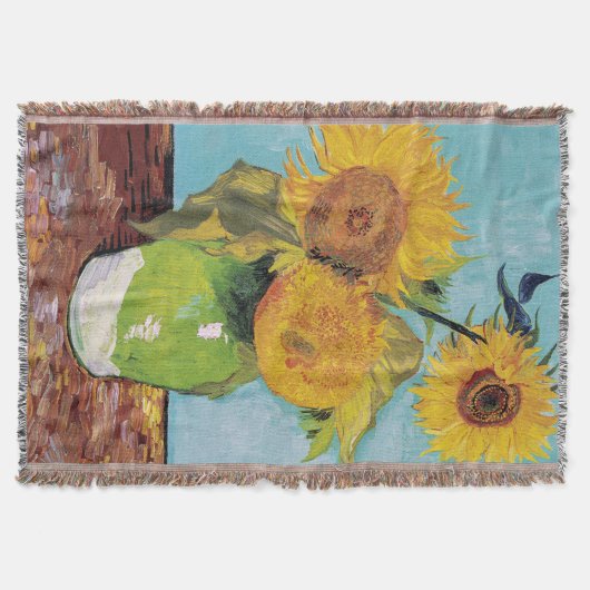 Vincent Van Gogh - Drie zonnebloemen in een Vase Deken (Voorkant)