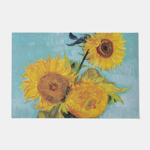 Vincent Van Gogh - Drie zonnebloemen in een Vase Deurmat