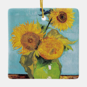 Vincent Van Gogh - Drie zonnebloemen in een Vase Keramisch Ornament