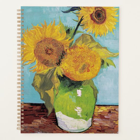 Vincent Van Gogh - Drie zonnebloemen in een Vase Planner (Voorkant)
