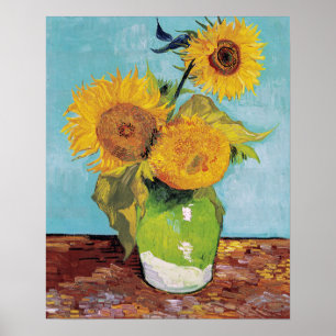 Vincent Van Gogh - Drie zonnebloemen in een Vase Poster