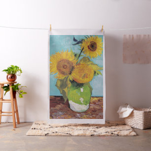 Vincent Van Gogh - Drie zonnebloemen in een Vase Stof