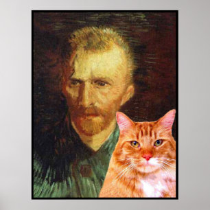 Vincent van Gogh en zijn rode tabby kat Poster