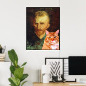 Vincent van Gogh en zijn rode tabby kat Poster (Thuiskantoor)