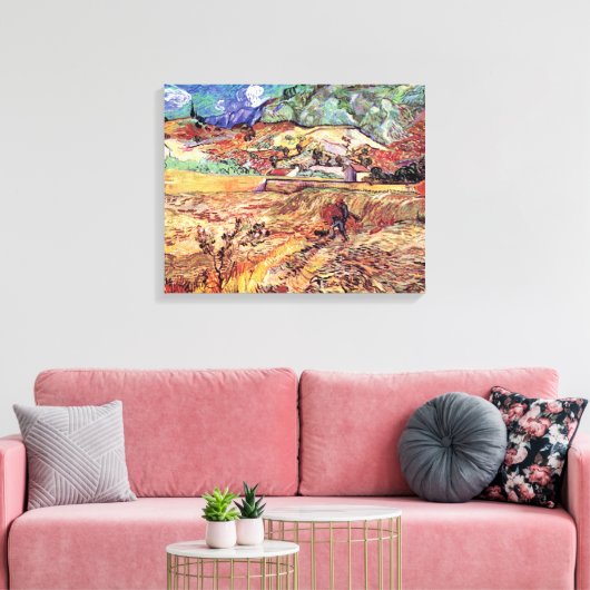 Vincent Van Gogh - Enclosed Wheat Field Fine Art Canvas Afdruk (Insitu (Woonkamer))