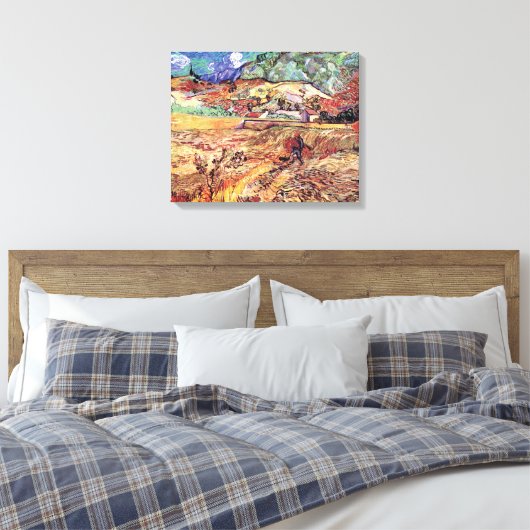Vincent Van Gogh - Enclosed Wheat Field Fine Art Canvas Afdruk (Insitu (Slaapkamer))