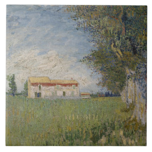 Vincent van Gogh - Farmhouse in een Wheat Field Tegeltje