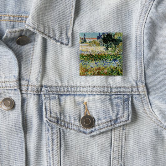 Vincent van Gogh - Flowering Garden Vierkante Button 5,1 Cm (In situ)
