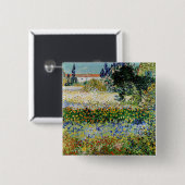 Vincent van Gogh - Flowering Garden Vierkante Button 5,1 Cm (Voorkant /achterkant)