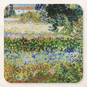 Vincent van Gogh - Flowering Garden Vierkante Kartonnen Onderzetter