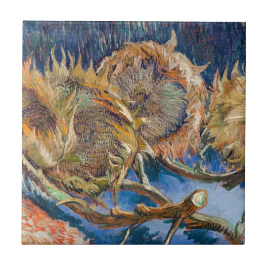 Vincent van Gogh - Four Cut Sunflower Tegeltje (Voorkant)