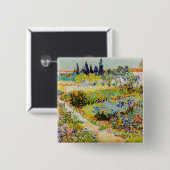 Vincent van Gogh - Garden in Arles Vierkante Button 5,1 Cm (Voorkant /achterkant)