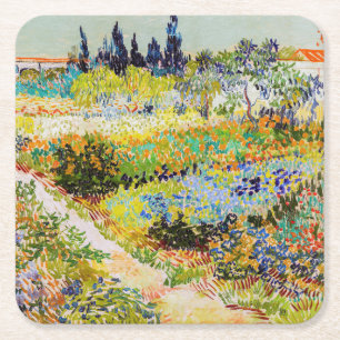 Vincent van Gogh - Garden in Arles Vierkante Kartonnen Onderzetter