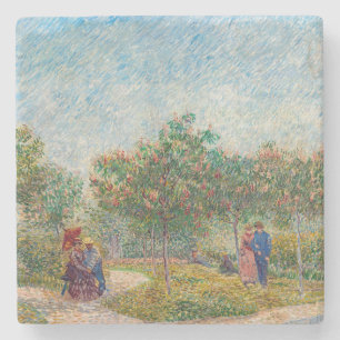 Vincent van Gogh - Garden in Montmarte met Lovers Stenen Onderzetter