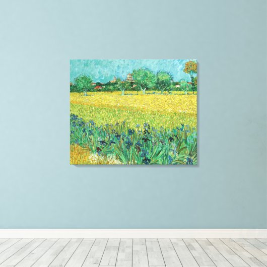 Vincent van Gogh - Gebied met Irises bij Arles Canvas Afdruk (Insitu (Houten vloer))