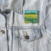 Vincent van Gogh - Gebied met Irises bij Arles Vierkante Button 5,1 Cm (In situ)