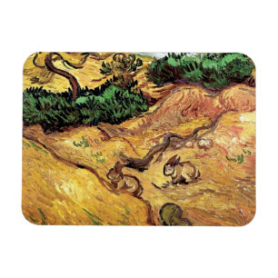 Vincent Van Gogh - Gebied met twee konijnen - fijn Magneet